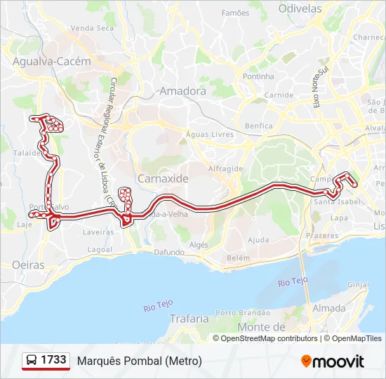 1733 Bus Line Map