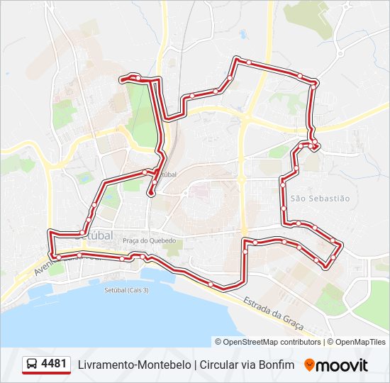 Mapa da linha do autocarro 4481.