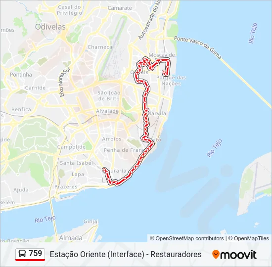 759 Bus Line Map