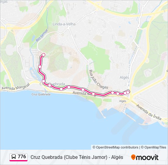 Mapa da linha do autocarro 776.