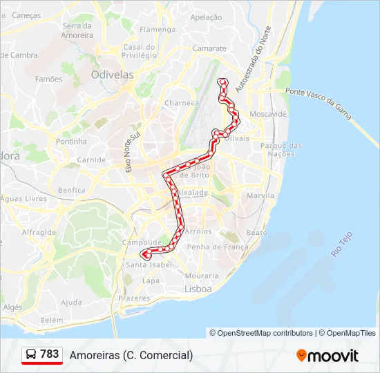 783 Bus Line Map