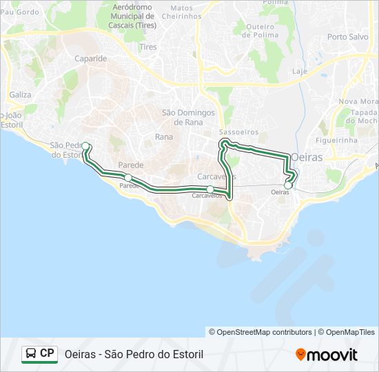 Mapa da linha do autocarro CP.