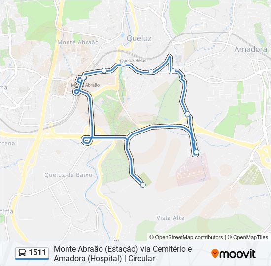 Mapa da linha do autocarro 1511.