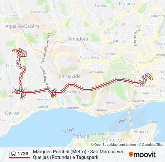 1733 Bus Line Map