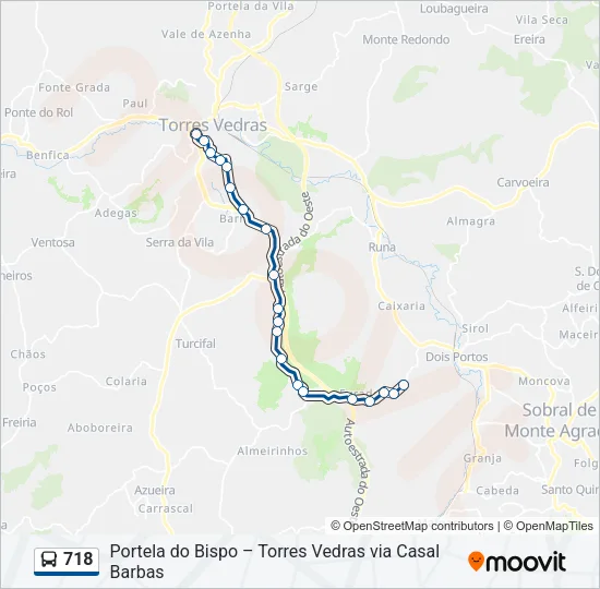 718 Bus Line Map