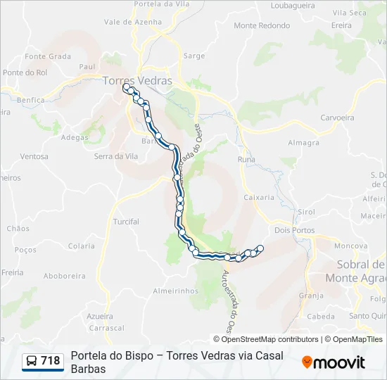 718 Bus Line Map