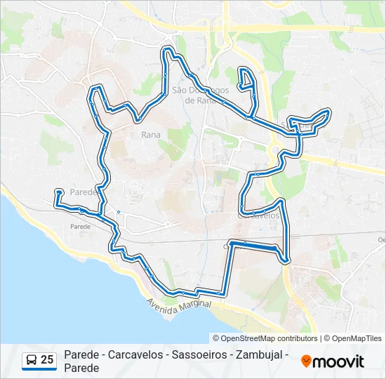 25 Bus Line Map