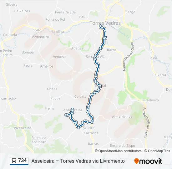 734 Bus Line Map