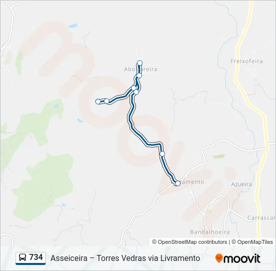 734 Bus Line Map