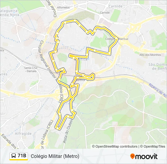 71B Bus Line Map