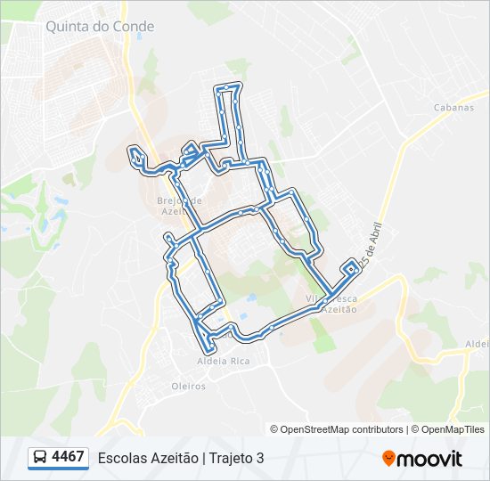 Mapa da linha do autocarro 4467.