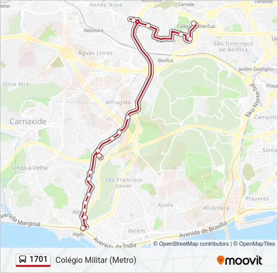 1701 Bus Line Map
