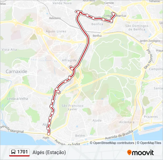 1701 Bus Line Map