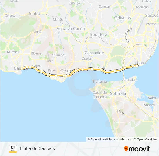 LINHA DE CASCAIS Train Line Map