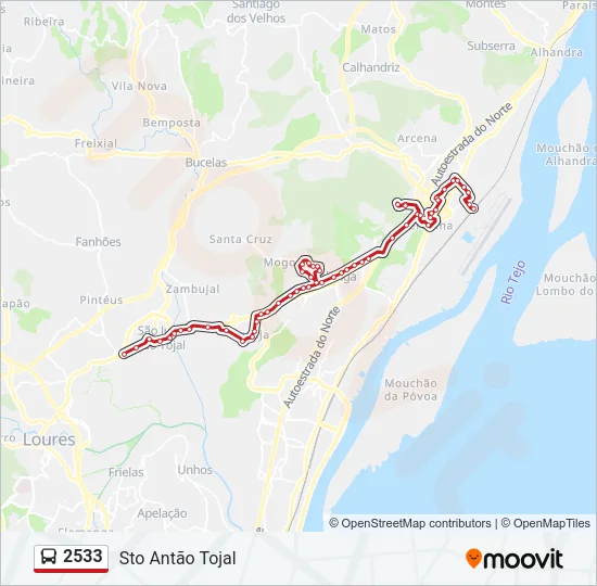 2533 Bus Line Map
