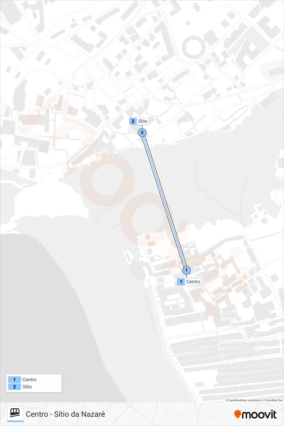 ASCENSOR funicular Line (Sítio da Nazaré) route and stops on a map
