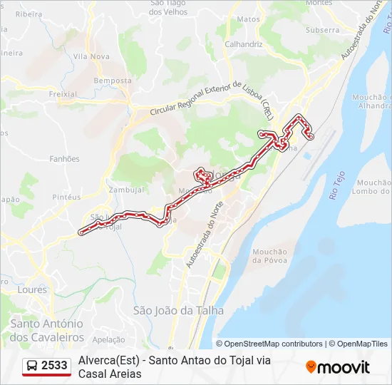 2533 Route: Schedules, Stops & Maps - Santo Antão do Tojal (Updated)