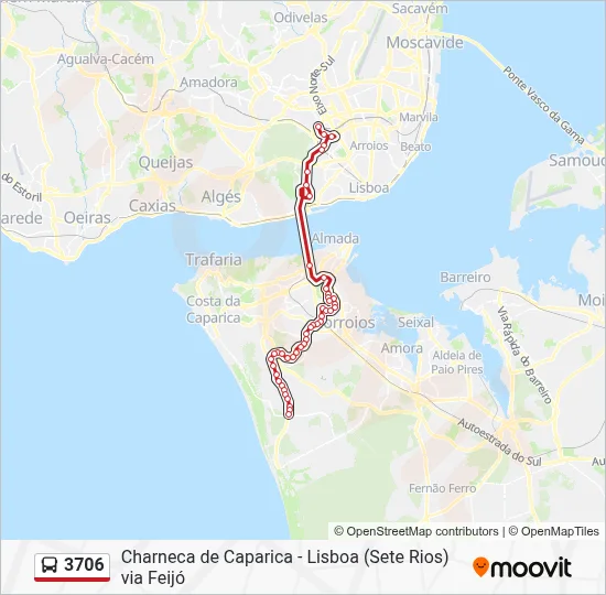 3706 Route: Schedules, Stops & Maps - Lisboa (Sete Rios) (Updated)