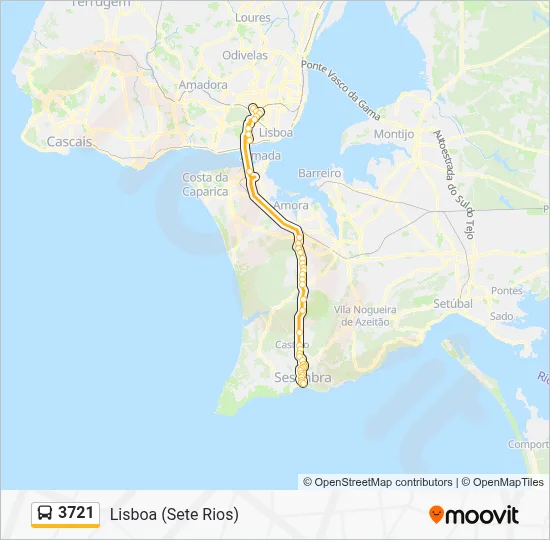 3721 Percursos: Horários, paragens e mapas - Lisboa (Sete Rios ...