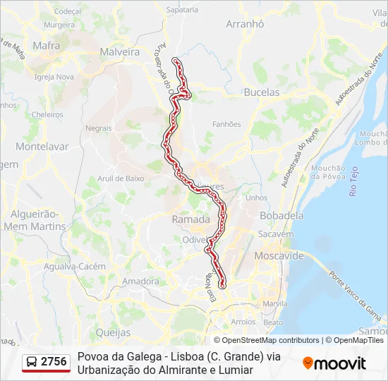 2756 Route: Schedules, Stops & Maps - Lisboa (Campo Grande) (Updated)