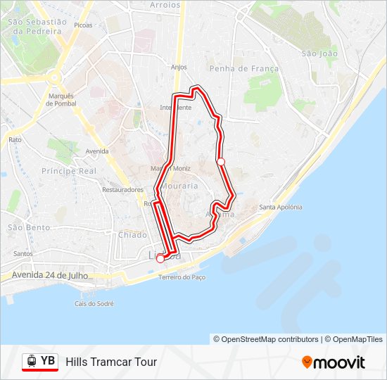 Lisbon Tram 28 Route Map Pdf Yb Route: Schedules, Stops & Maps - Hills Tramcar Tour (Updated)