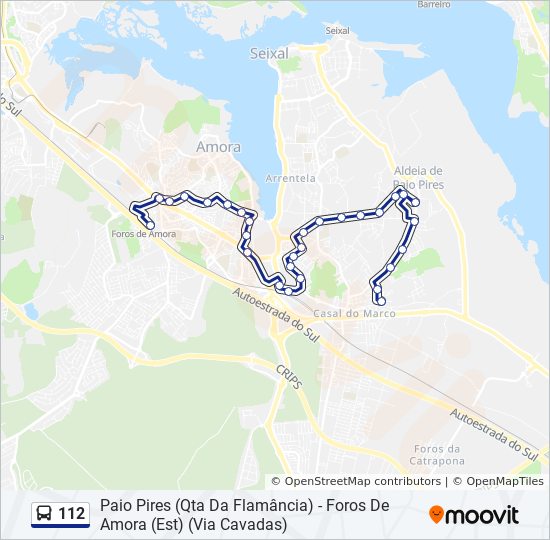 Bus 112 Route Map 112 Route: Schedules, Stops & Maps - Foros Amora (Est Ferroviária) (Updated)