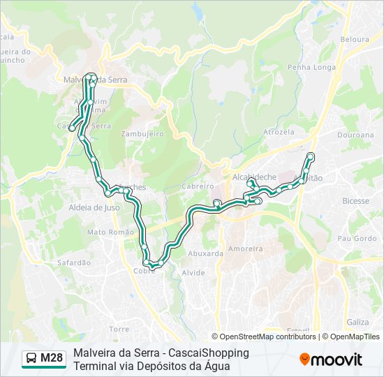 M28 bus Line Map