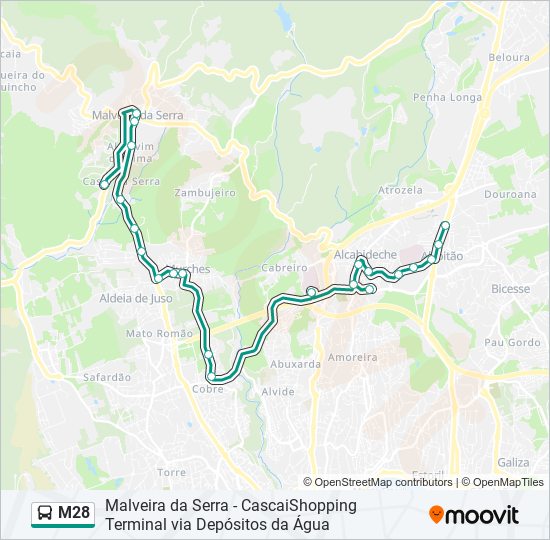 M28 bus Line Map