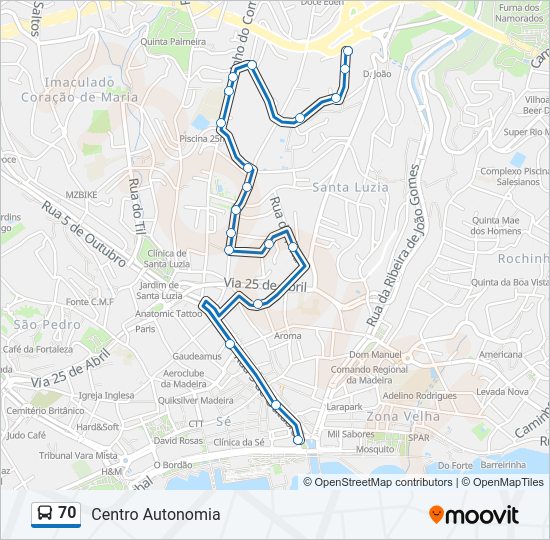 70 bus Line Map