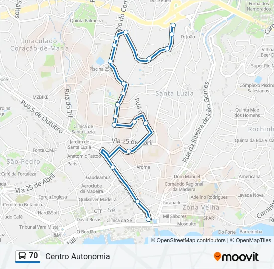 70 Bus Line Map