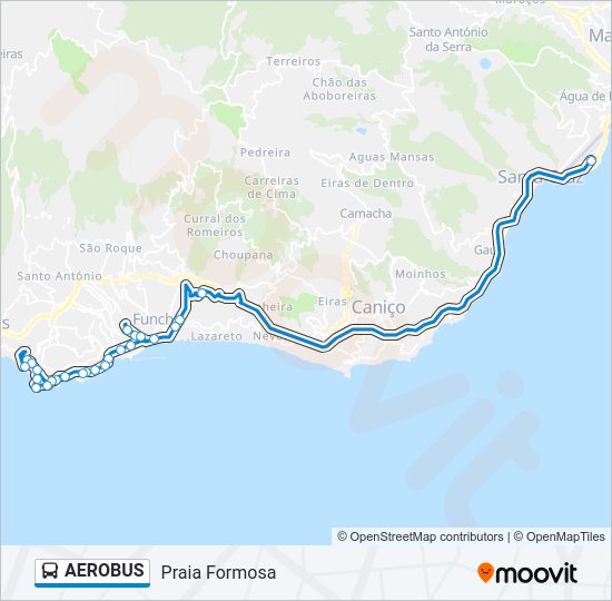 Mapa da linha do autocarro AEROBUS.