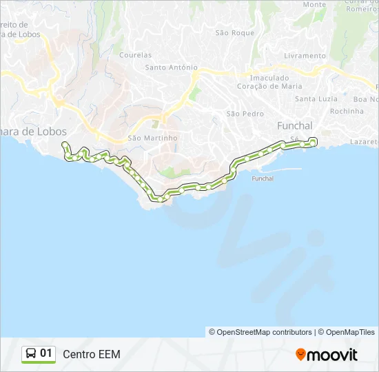 Mapa da linha do autocarro 01.