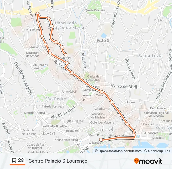 28 Bus Line Map