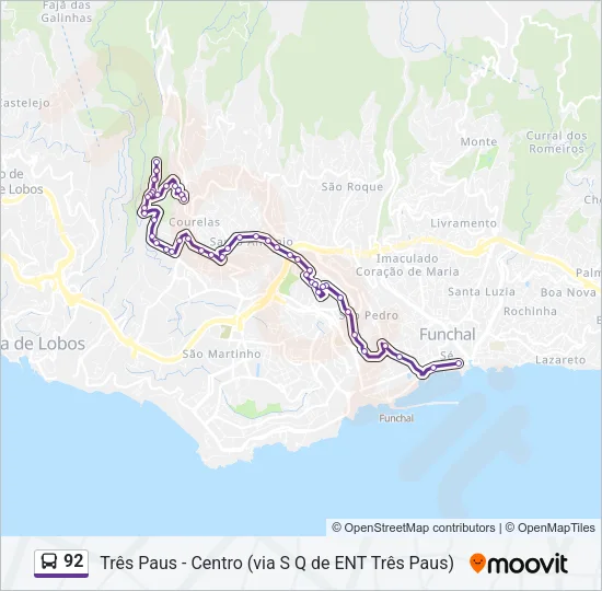 92 Bus Line Map