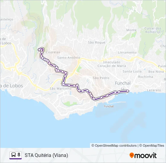Mapa da linha do autocarro 8.