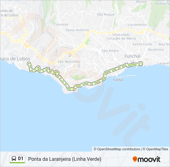 Mapa da linha do autocarro 01.