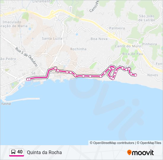 Mapa da linha do autocarro 40.