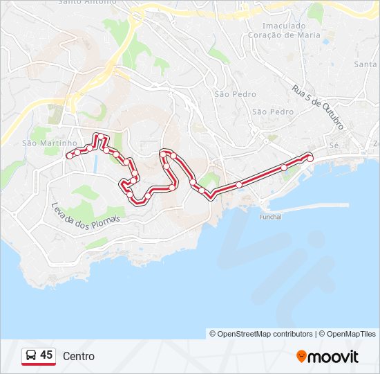 45 bus Line Map