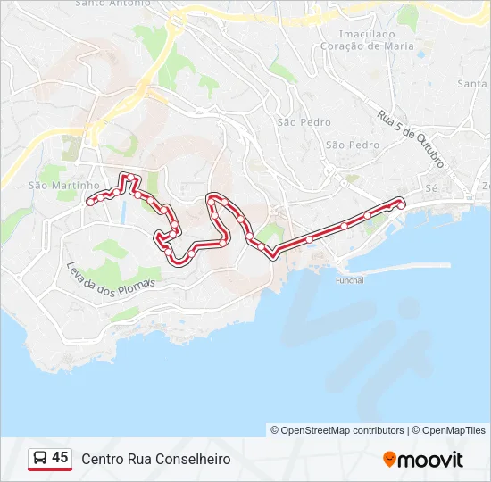 45 Bus Line Map