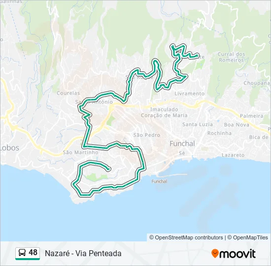 Mapa da linha do autocarro 48.