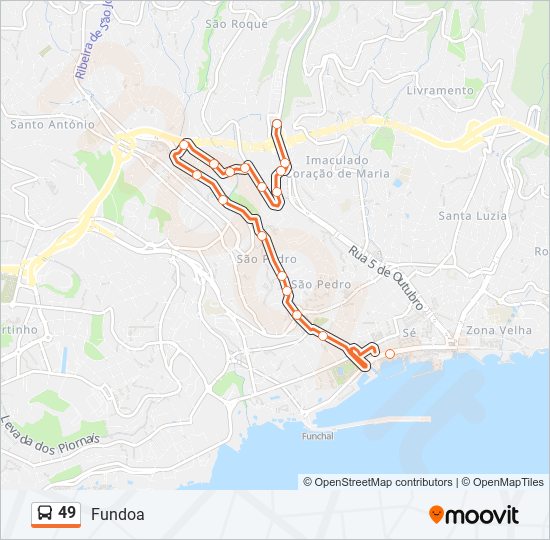 Mapa da linha do autocarro 49.