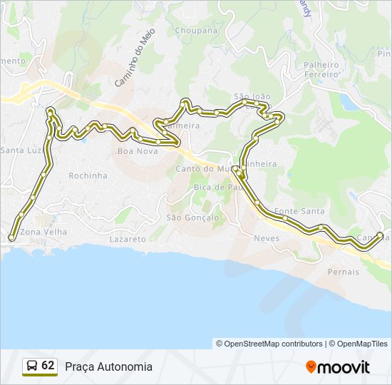 62 bus Line Map