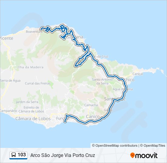 Mapa da linha do autocarro 103.