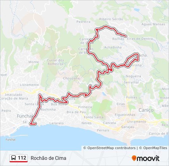 Mapa da linha do autocarro 112.