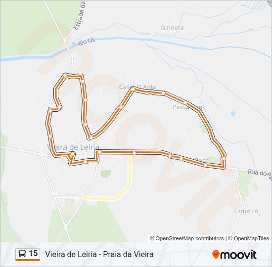 Mapa da linha do autocarro 15.