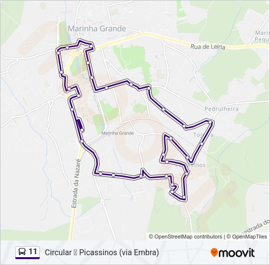 Mapa da linha do autocarro 11.