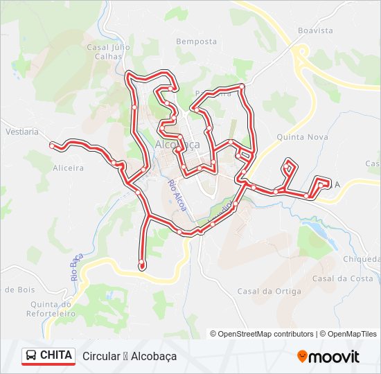 Mapa da linha do autocarro CHITA.