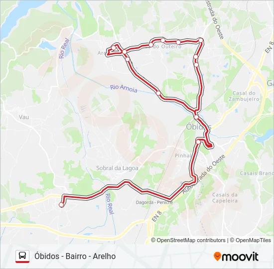 ÓBIDOS - BAIRRO - ARELHO Bus Line Map