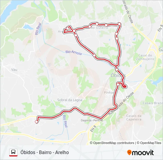 ÓBIDOS - BAIRRO - ARELHO Bus Line Map