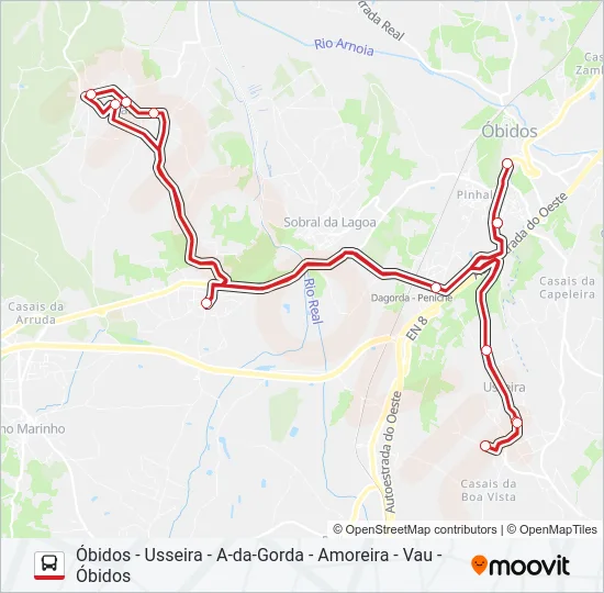 ÓBIDOS - USSEIRA - VAU Bus Line Map